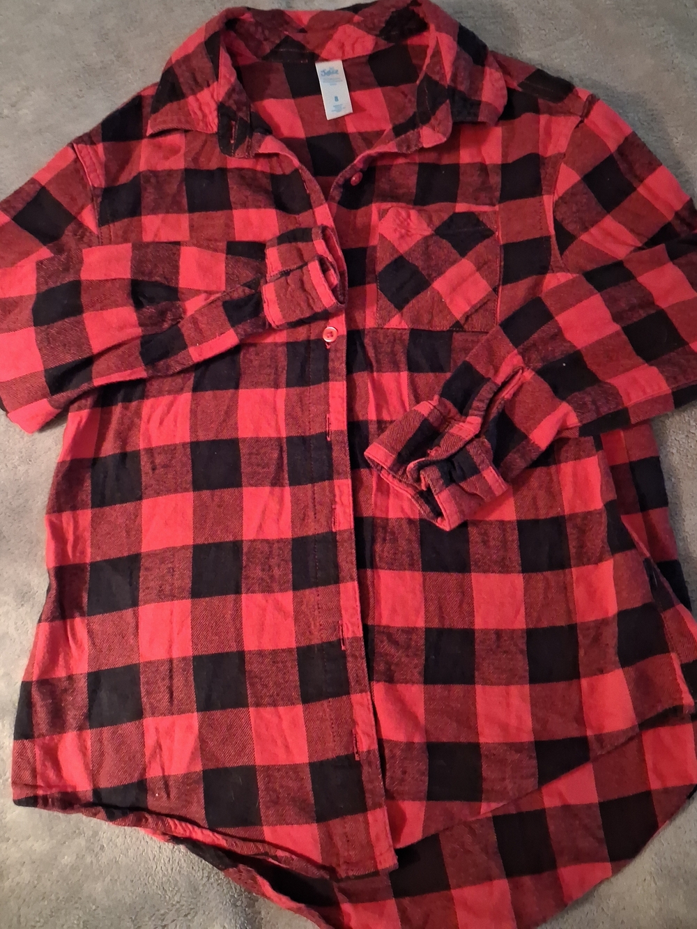 Justice Red and Black Plaid Button-Down Shirt